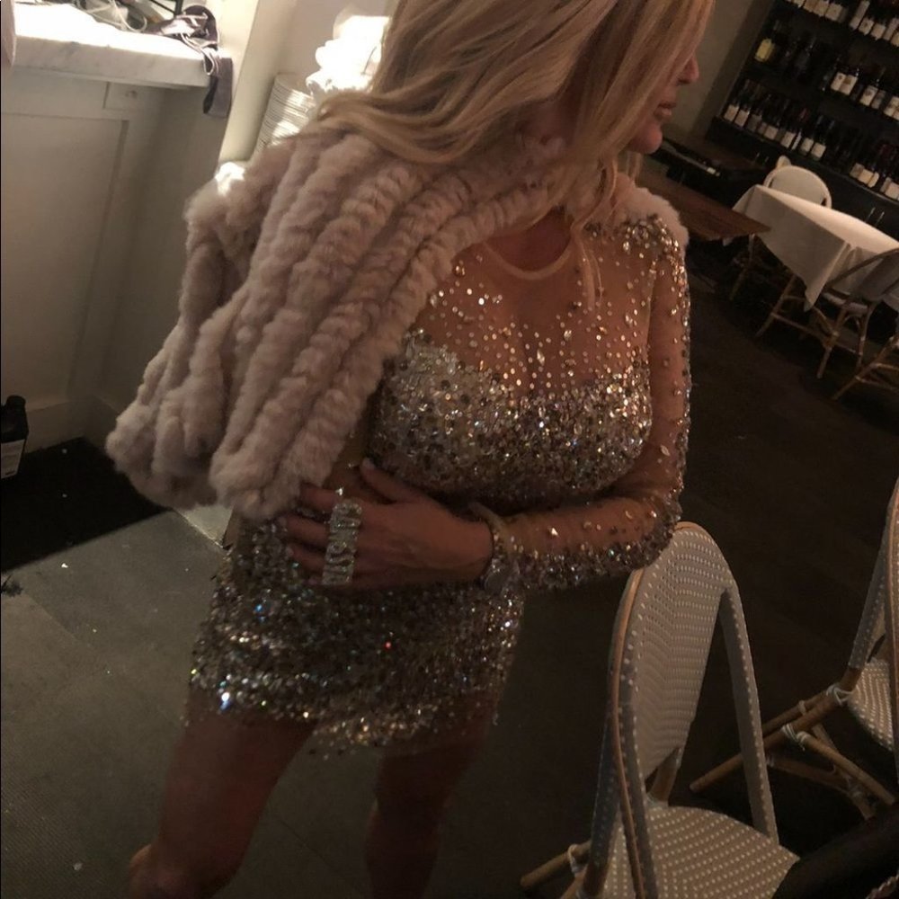 MUST HAVE JOVANI!! LONG SLEEVE JEWELED SHEER SHORT DRESS 171300